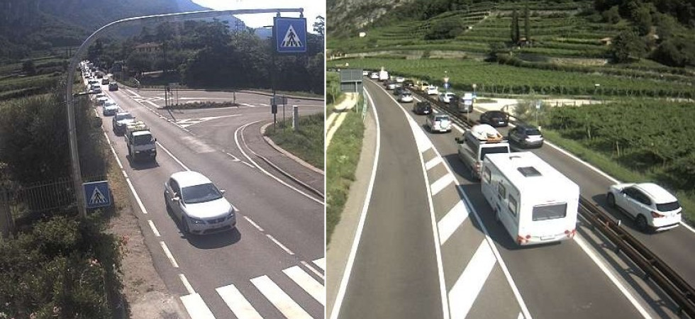 Code e rallentamenti fra Mori e Nago-Torbole: tantissimi automobilisti in viaggio verso il lago di Garda